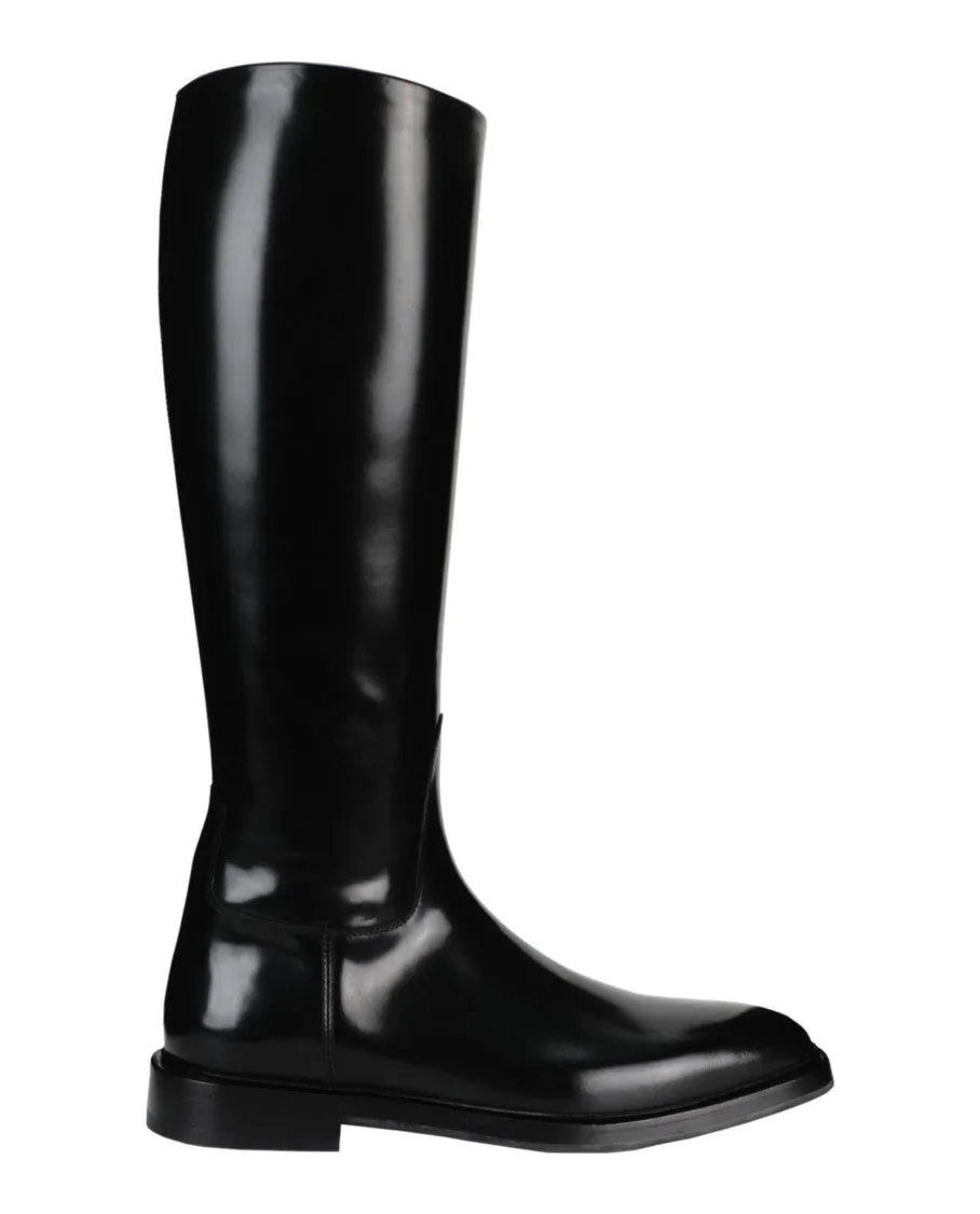 Fluid Leather Riding Boots Slip On Convenience