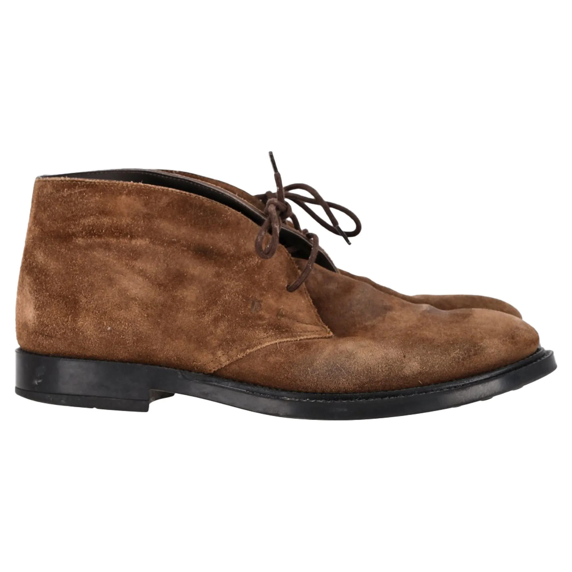 Tod's Polacco Gomma Chukka Ankle Boots in Brown Suede Lining Smooth Slip On Comfy Style