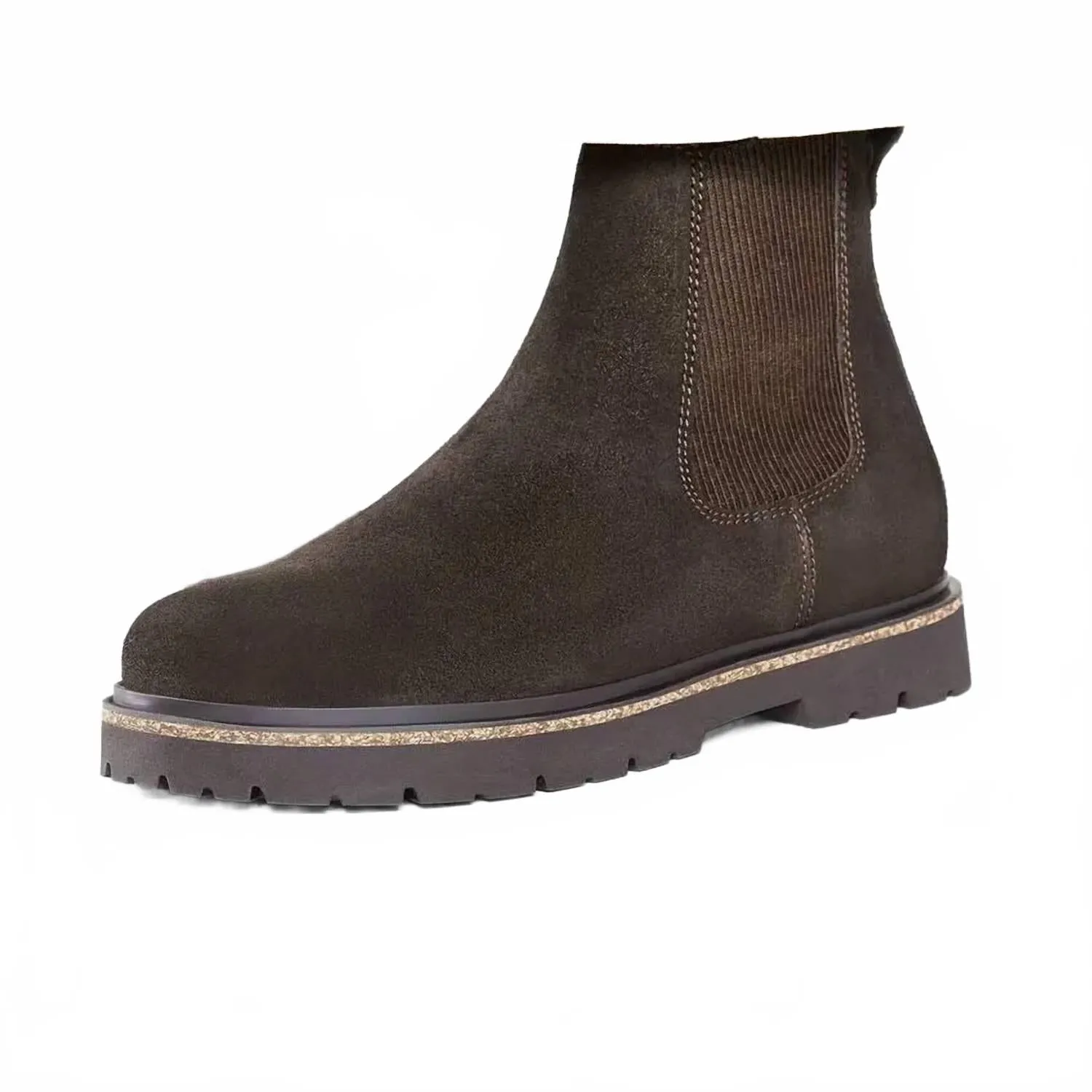 Women's Highwood Chelsea Boot In Mocha Suede Slip Resistant Tread Eco Material Trail Runner