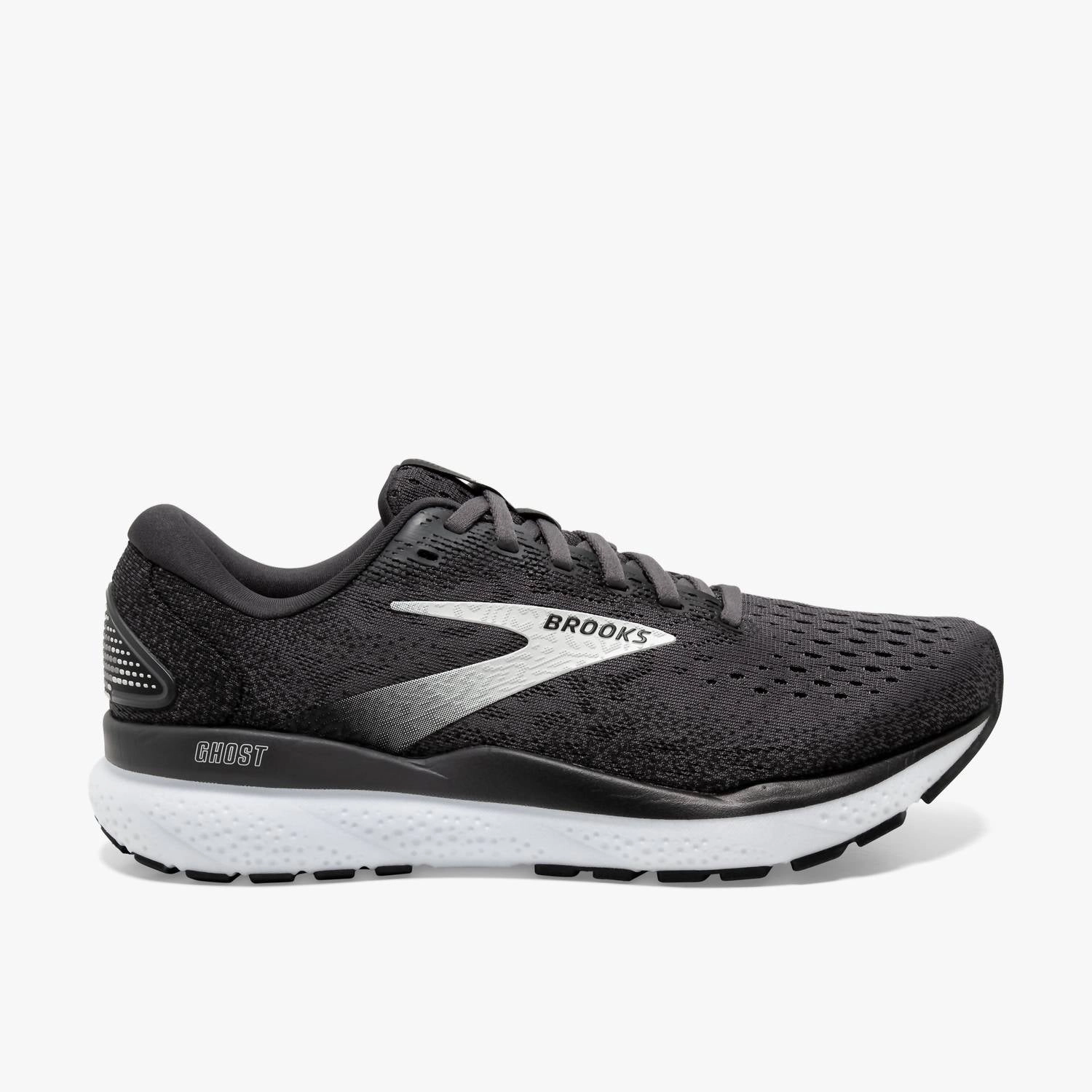 Women's Ghost 16 Running Shoes In Black/grey/white Arch Support Construction