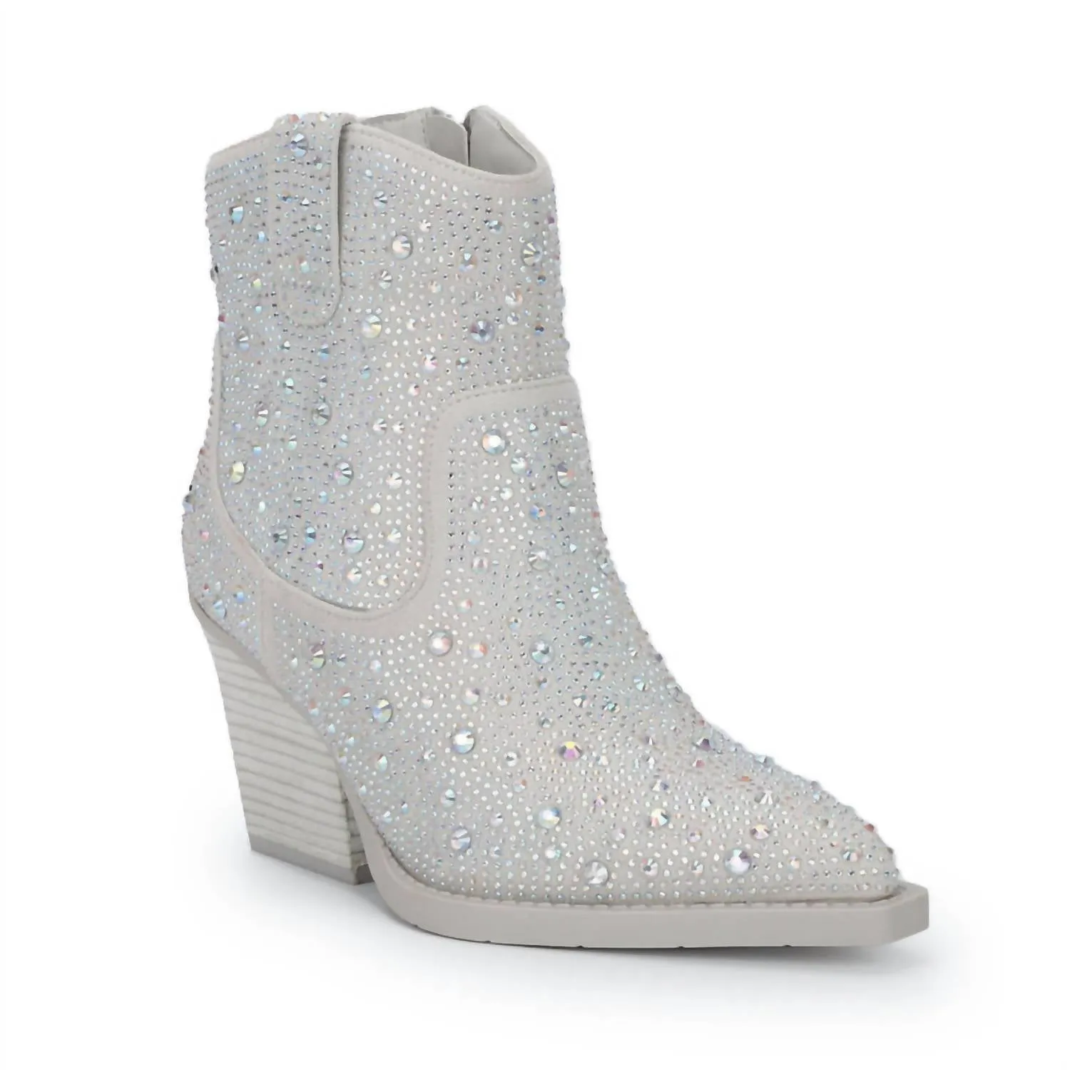Garen Bootie In Silver Rhinestone Tourist