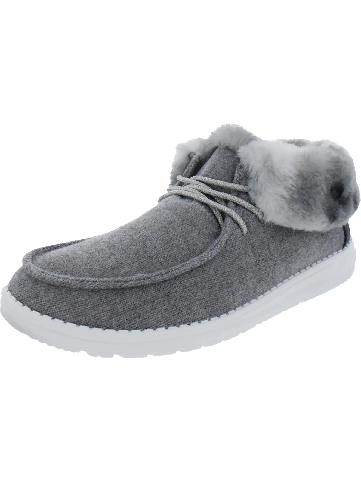 Britt Womens Canvas Faux Fur Booties Low Profile Adventure Journey Hill Climb
