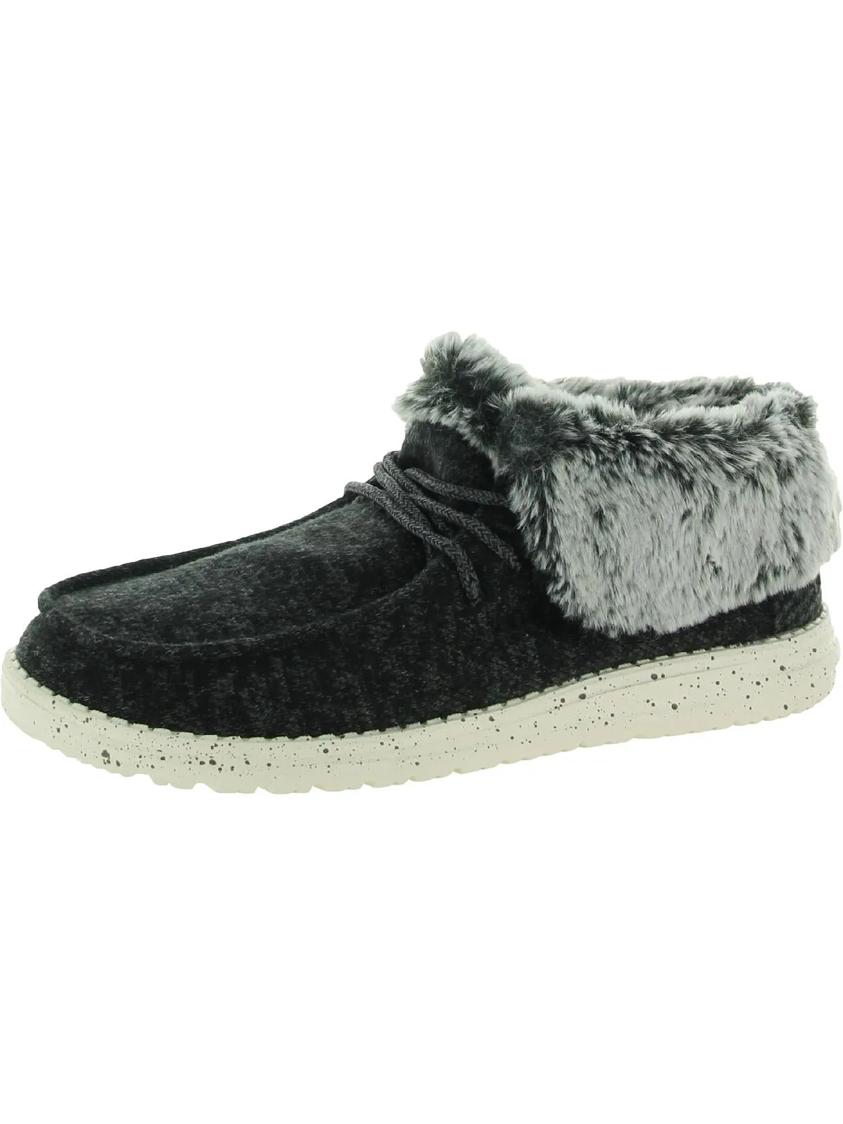 Rugged Protection Street Walk Britt Womens Canvas Faux Fur Booties