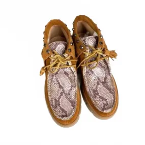 Goula Brogues Python Booties In Multi Adjustable lacing Comfort Grip