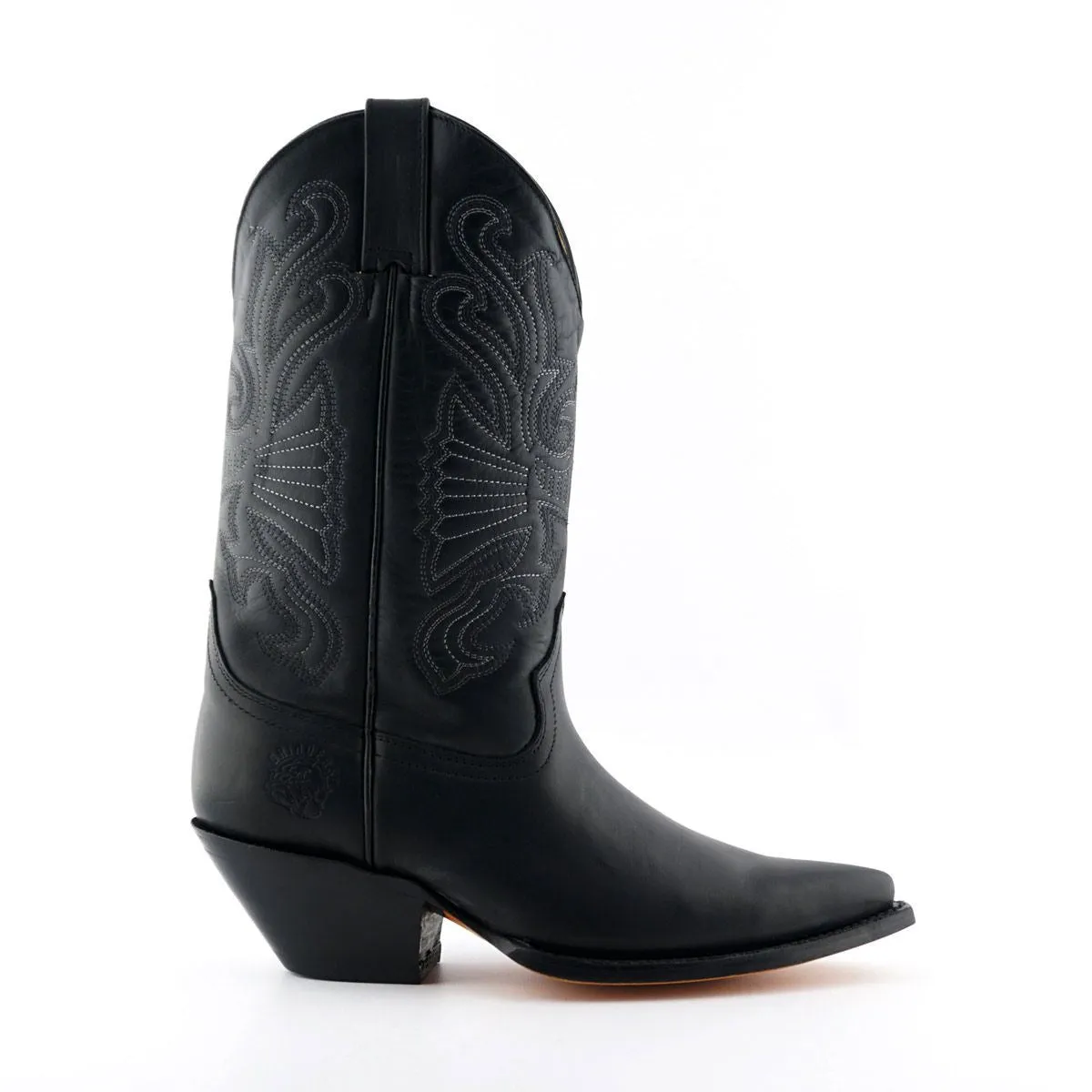 Grinders Black Leather Western Cowboy Boots-Buffalo Odor Control Technology Relaxed Vibe