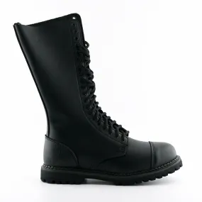 Crisp Finish Grinders Unisex Black Punk Military Boots-King CS