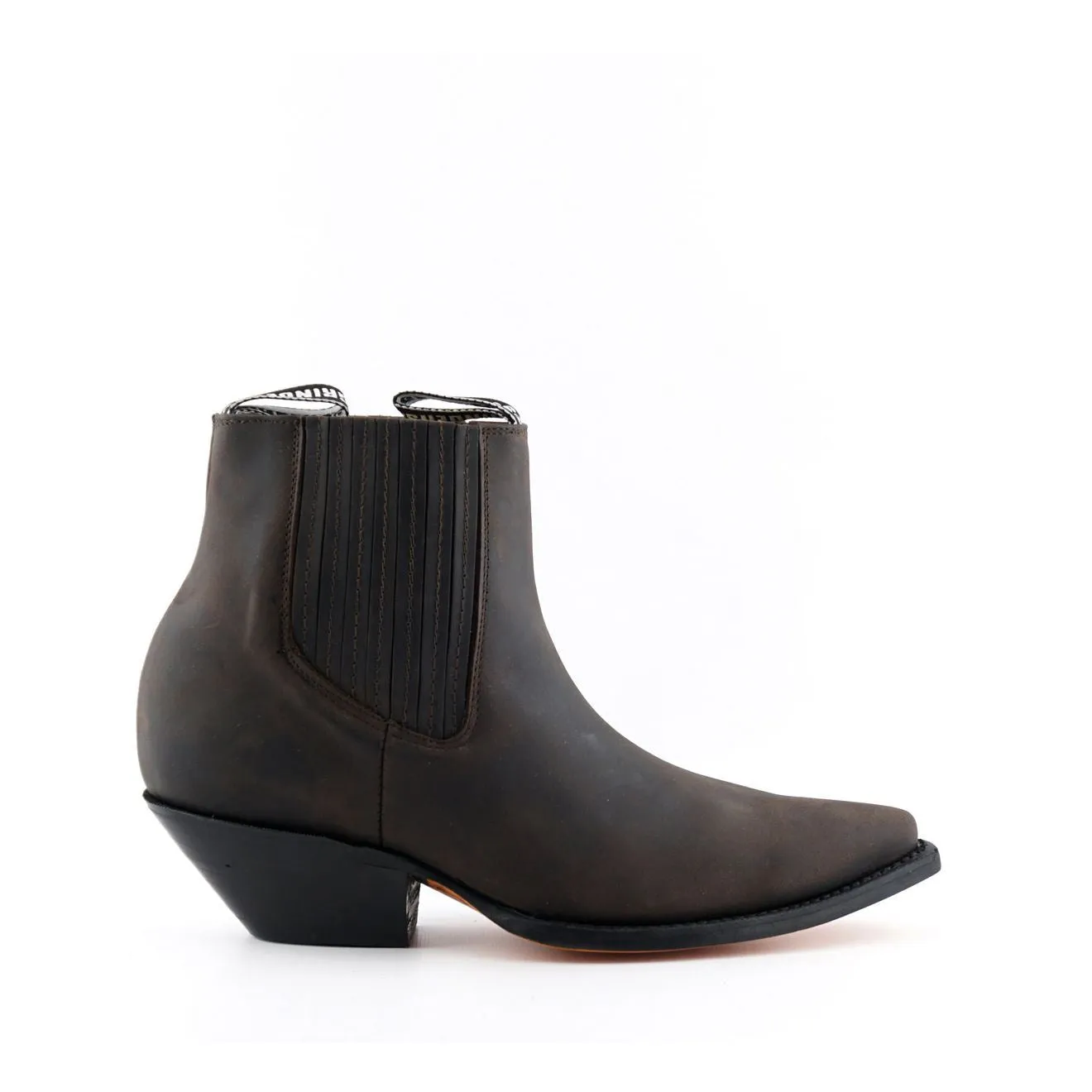 Grinders Unisex Brown Western Chelsea Boots- Mustang Middle-Aged Man Patterned Surface