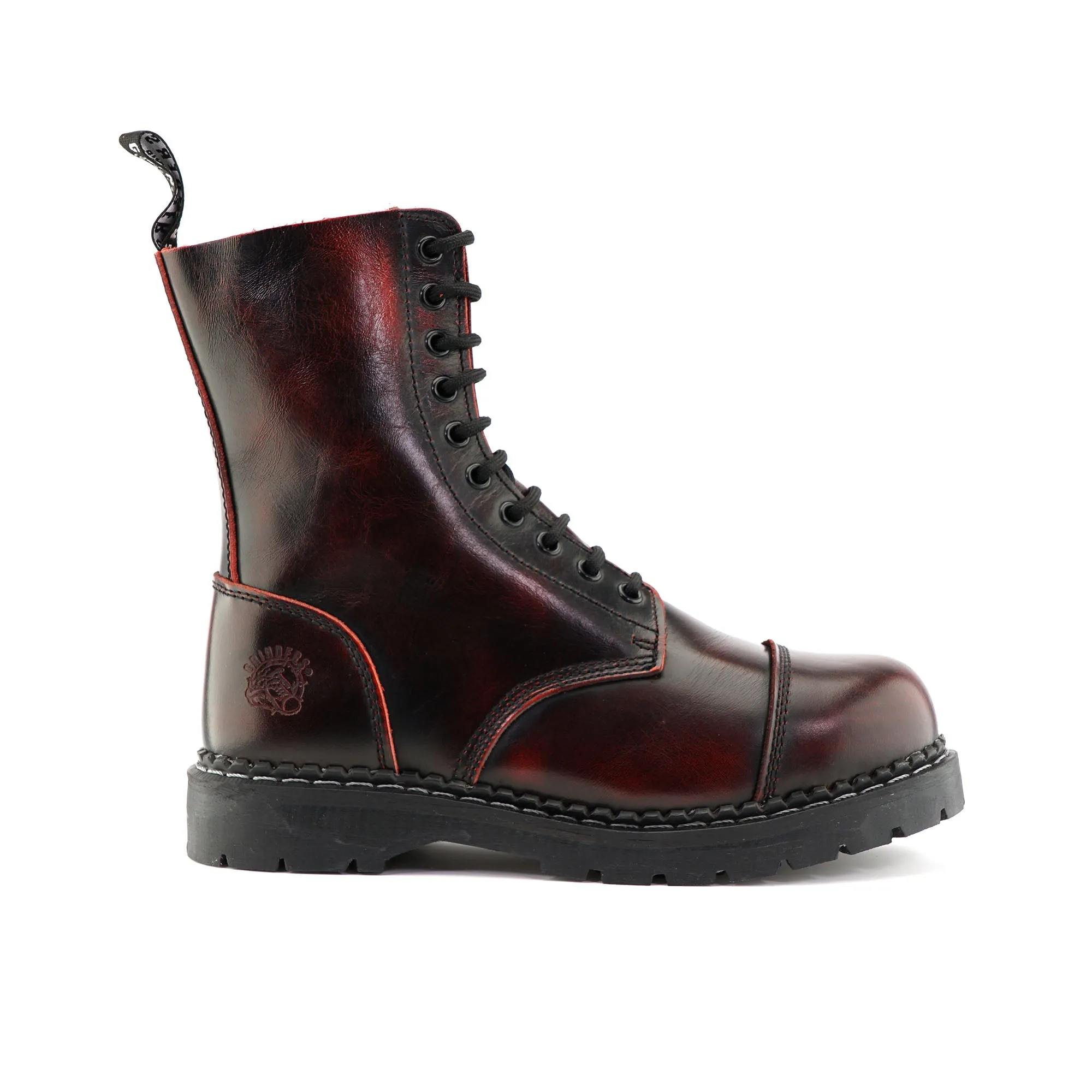 Grinders Unisex Wine Leather Steel Toe Cap Lace Up Boots - Stag ACS High Traction Weekend Wanderer