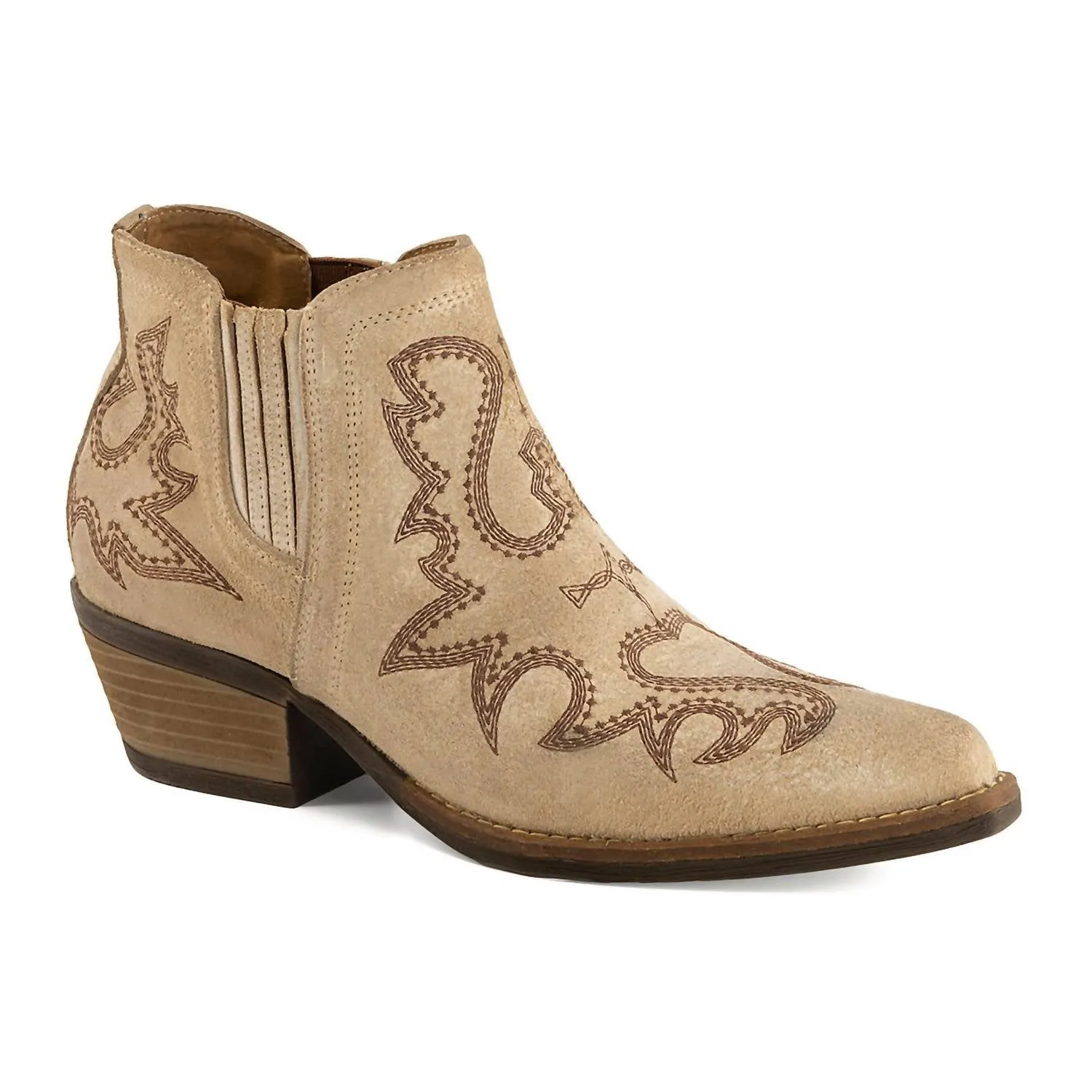 All-Purpose Style Women's Western Style Leather Booties In Light Beige