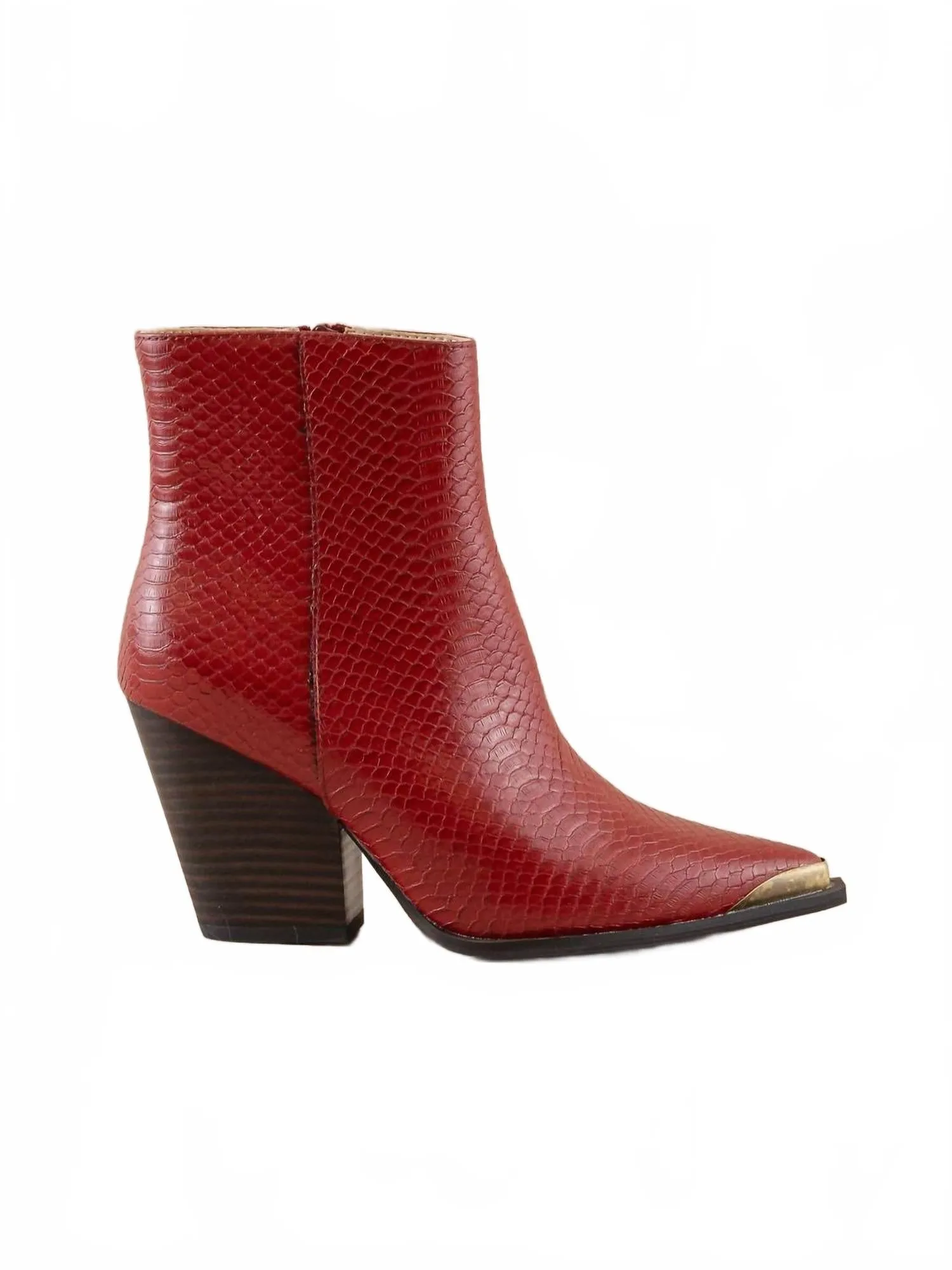 Winter Ready Traction Grip Women's Frankie Pointed Toe Cap Bootie In Red