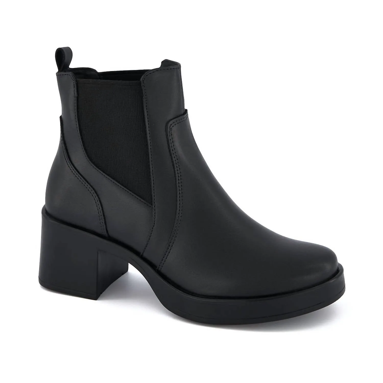 Women's Chelsea Boots With Elastic Sides In Black Seamless Fit Comfortable Boots