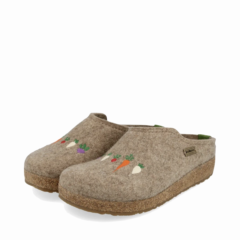 Quick Release Haflinger Women's Roots Wool Clog in Earth