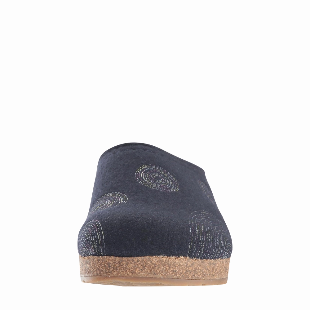 Haflinger Women's Spirit Wool Clog in Navy Comfortable Adaptability Quality craftsmanship