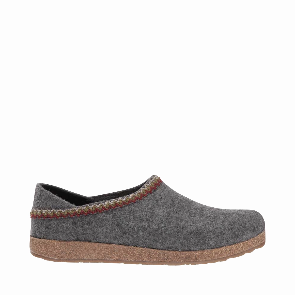 Haflinger Zigzag Closed Heel Wool Clog in Grey Slip Free Surface