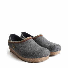 Haflinger Zigzag Closed Heel Wool Clog in Grey Sandal Style