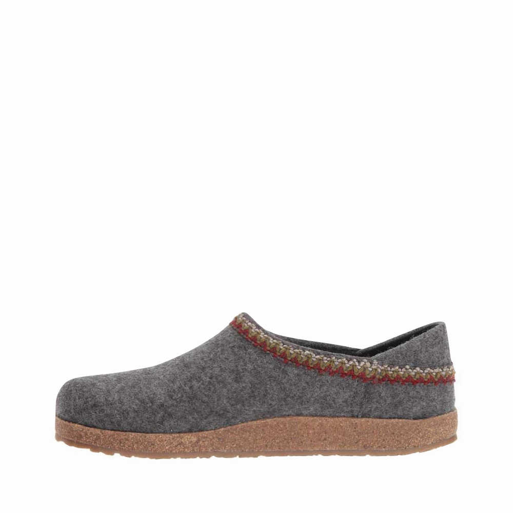 Foot Support Design Haflinger Zigzag Closed Heel Wool Clog in Grey