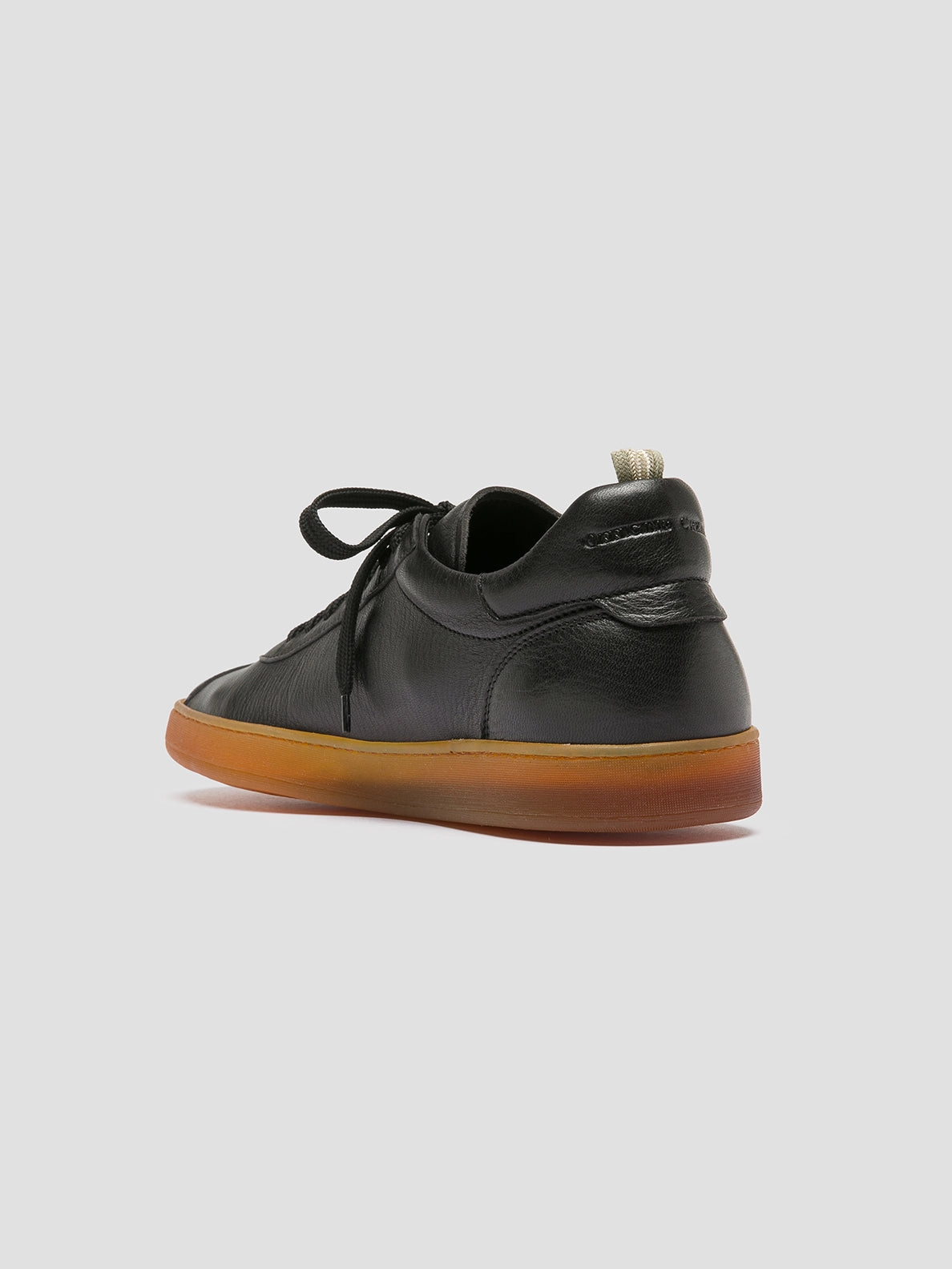 HALO 001 - Black Leather Low Top Sneakers Textile Upper