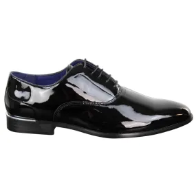 Foot Support Laced Patent Faux Leather Smart Shoes