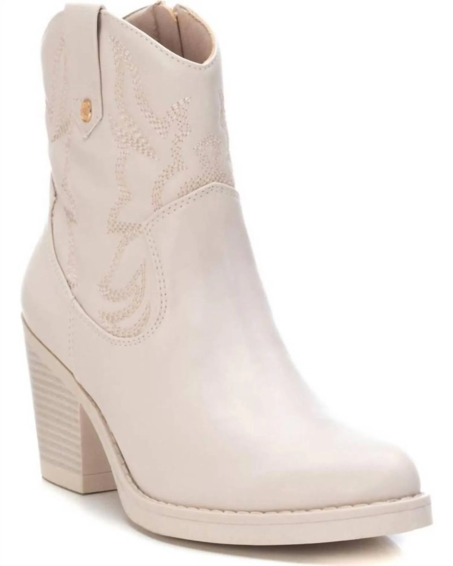 Well-fitted Metallic Accent Women's Italian Western Booties In Ice