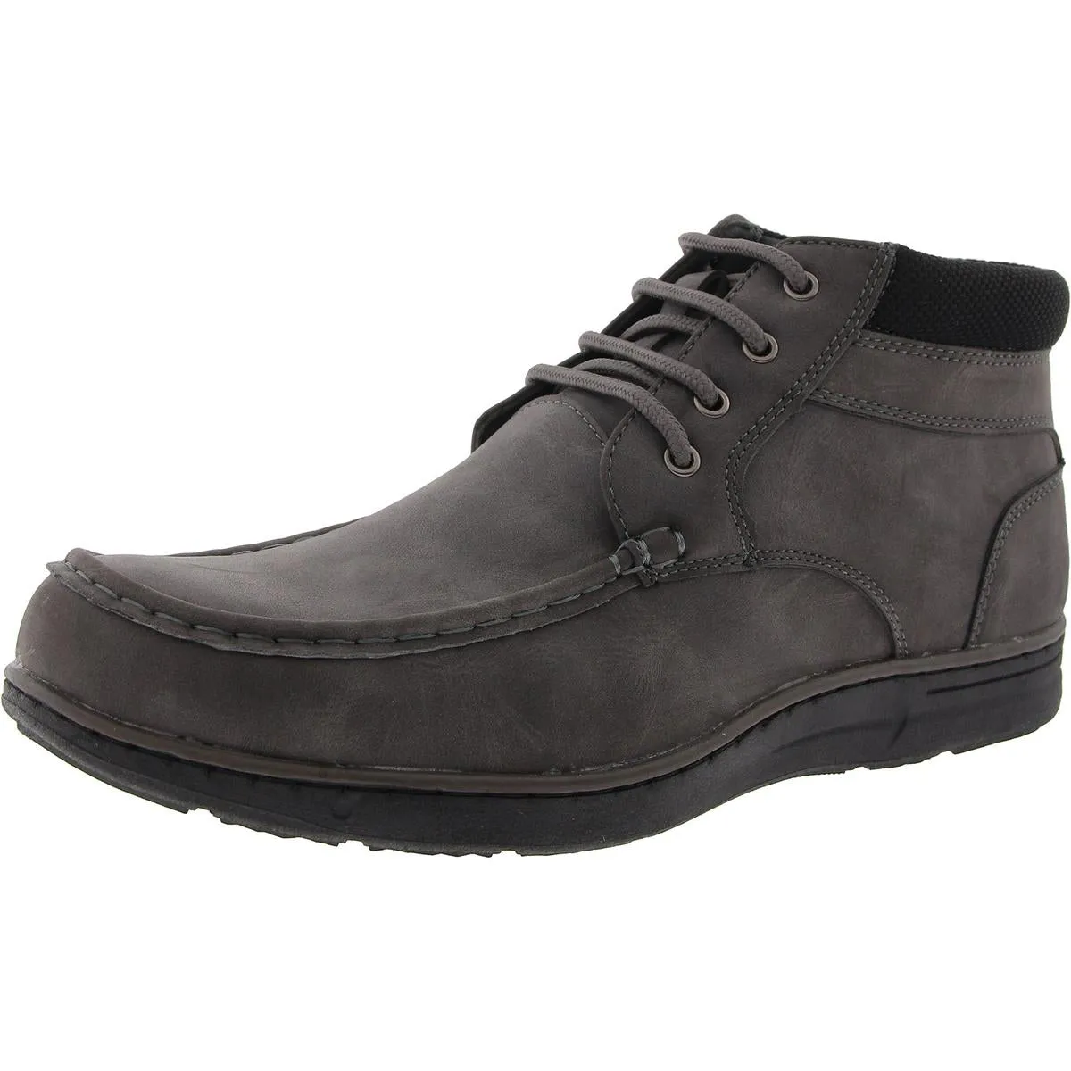 Hertel Mens Lace-Up Faux Leather Chukka Boots Neutral Finish High   Quality