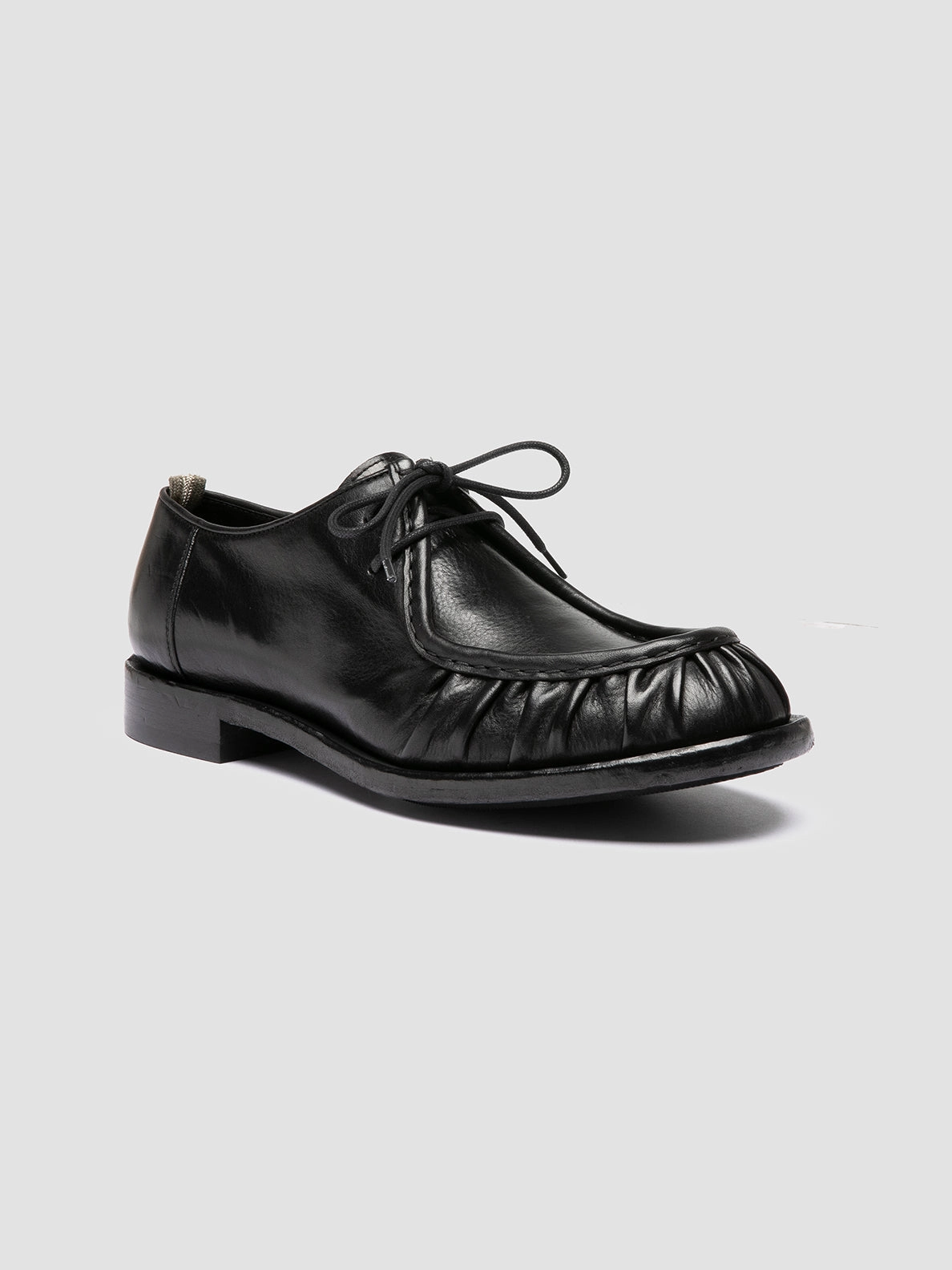 Slip On Design RUGGED 010 - Black Leather Derby Shoes