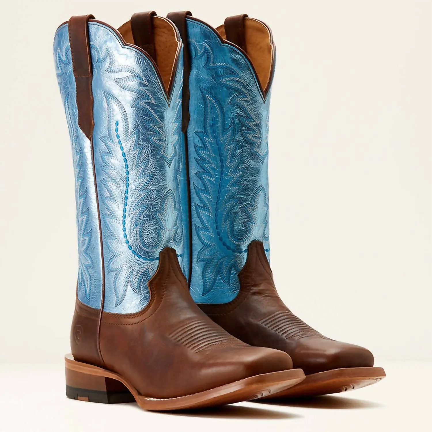 Women's Frontier Tilly Western Boot In Tan/blue Leopard Tone