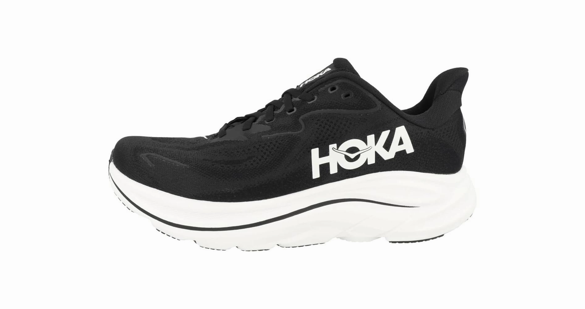 environmental - event running option Comfort Flex Hoka One Womens Clifton 10 Road Running Shoes - Black/White