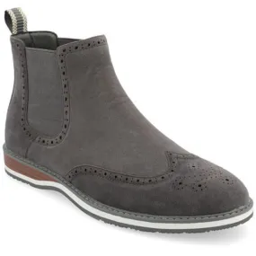 Vance Thorpe Boots Men's  Gray Faux Leather Wingtip Ankle Chelsea ZPO3809 Secure Grip Comfort Lining Rough Terrain