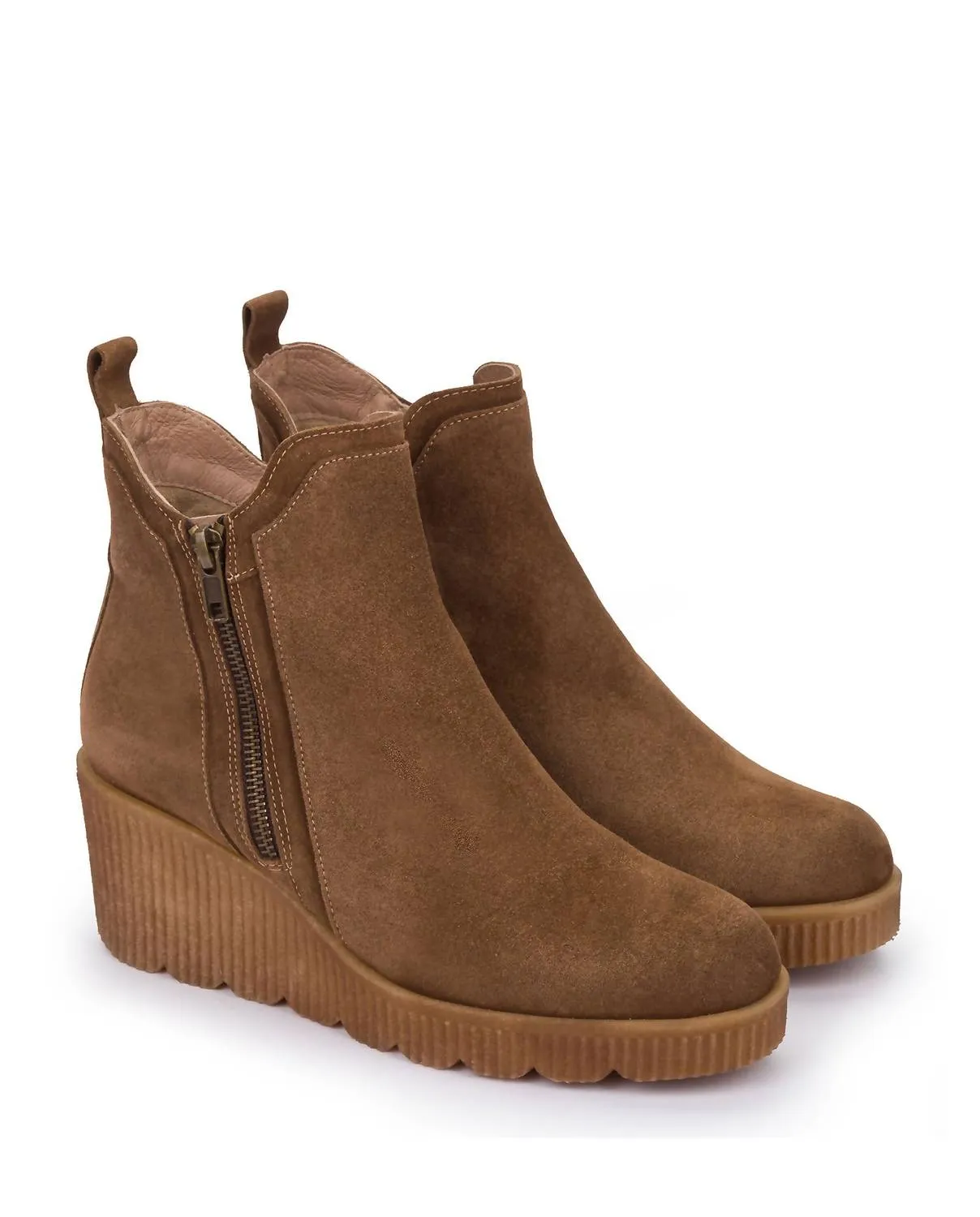 Modern Shock absorption Suede Bootie In Brown