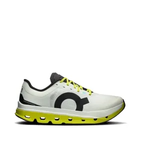 On Men's Cloudflow 5 Sneaker in White/Lime Stretch Loops Breath Walk