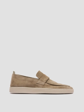 HERBIE 001 - Taupe Suede Penny Loafers Comfort Canvas