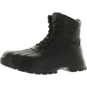 Duck Float Mens Leather Faux Fur Rain Boots Slip   Resistant Lug