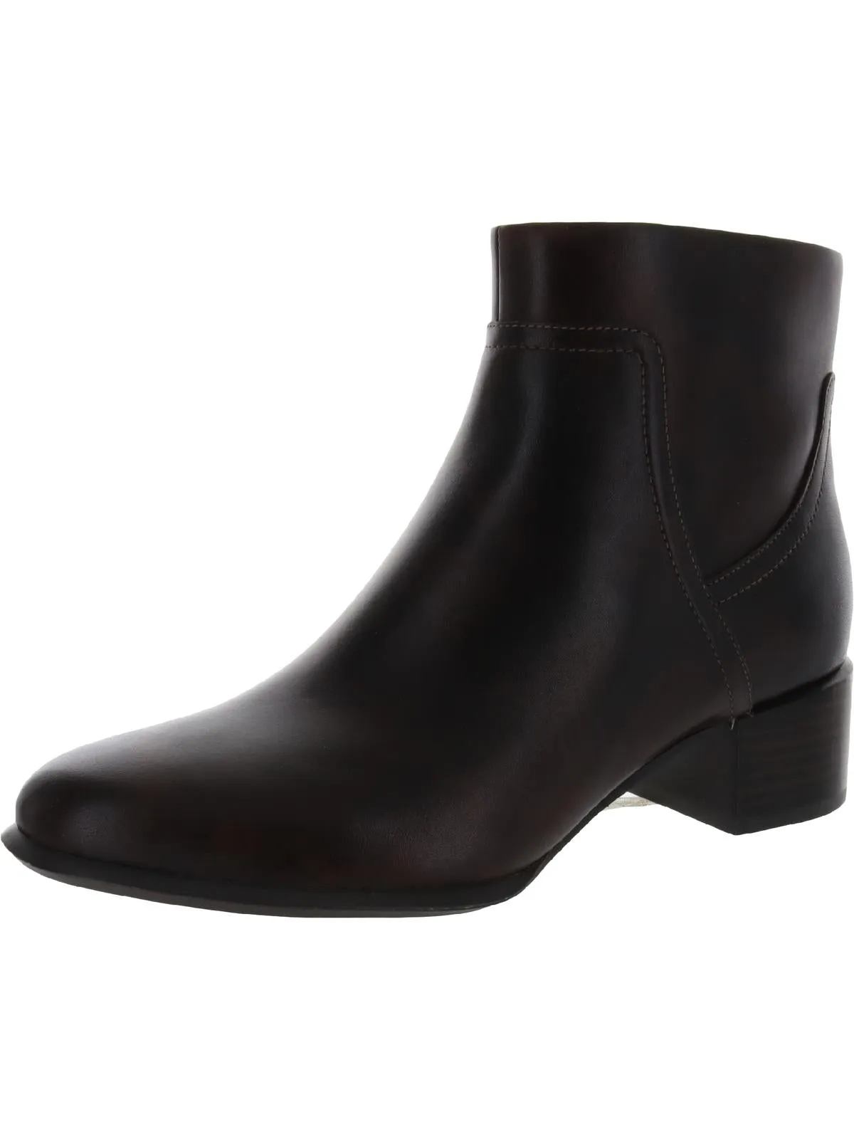 Kamryn Womens Leather Block Heel Ankle Boots Premium Support