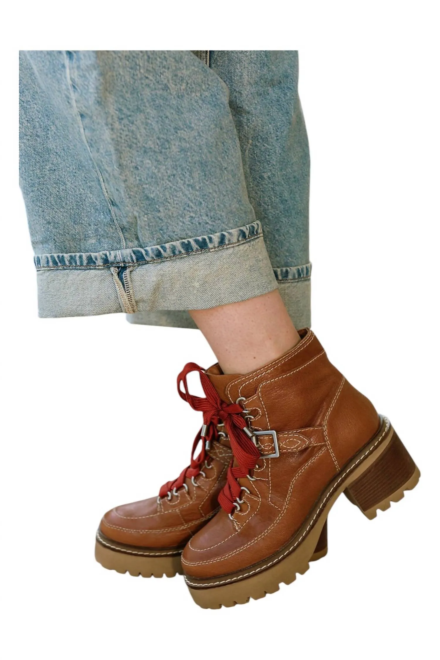 Jasper Hiker Ankle Boot In Brown Slip On Tread Pattern