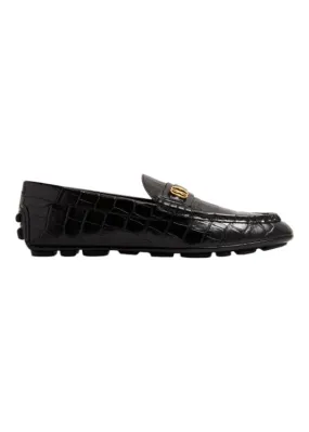 Bally Keeper 6304976 Men's Black Croc-Embossed Kerbs Drivers Everyday Essential Simple Comfort