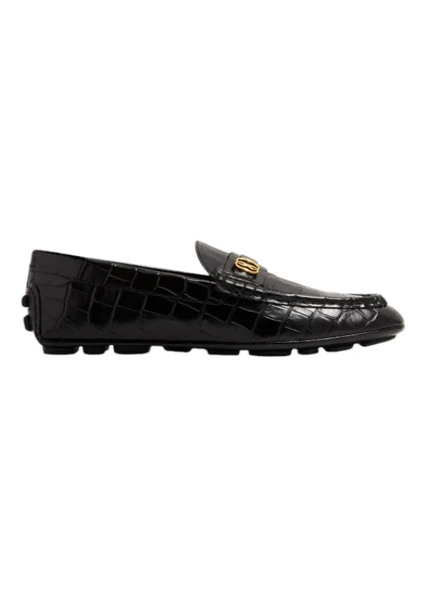 Bally Keeper 6304976 Men's Black Croc-Embossed Kerbs Drivers Everyday Essential Simple Comfort