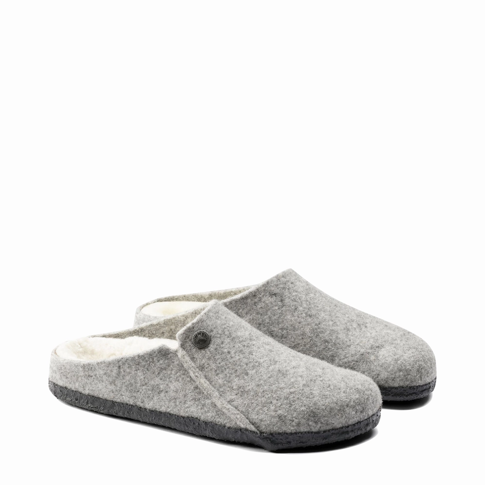 Quick Comfort Walk Simple Foot Step Birkenstock Women's Zermatt Shearling Slip On Clog Slipper in Light Grey