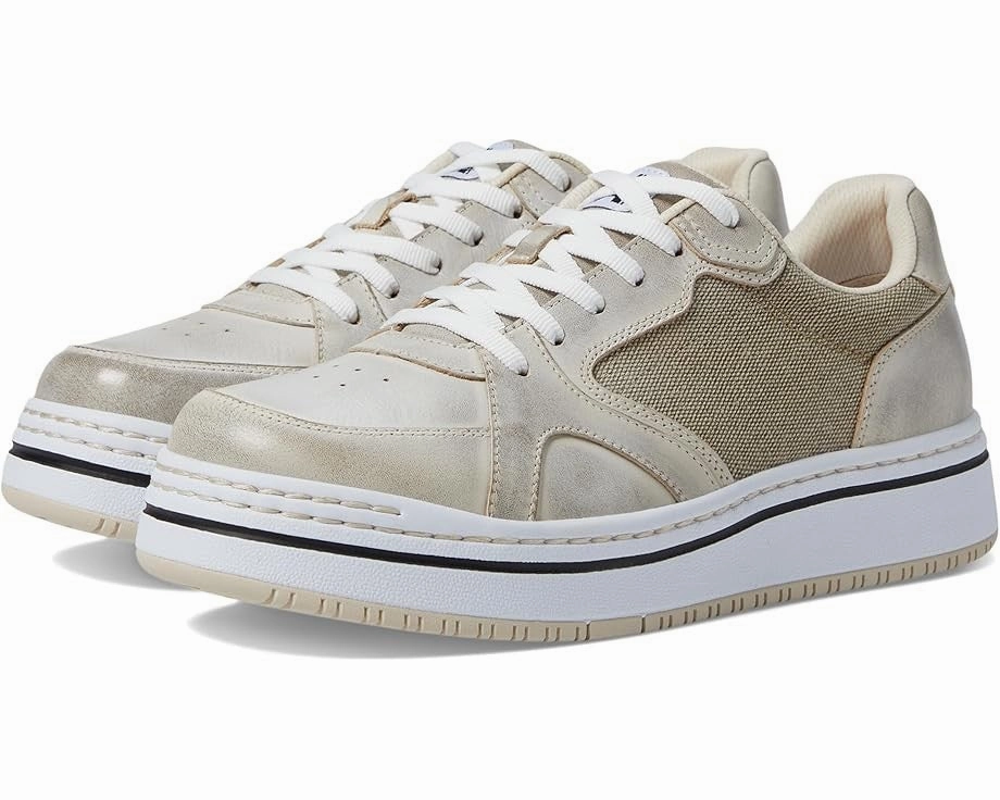 Alegria Alyster Sneaker Womens  Cream Leather Platform Athletic Shoes VER460 elevated - heel running option