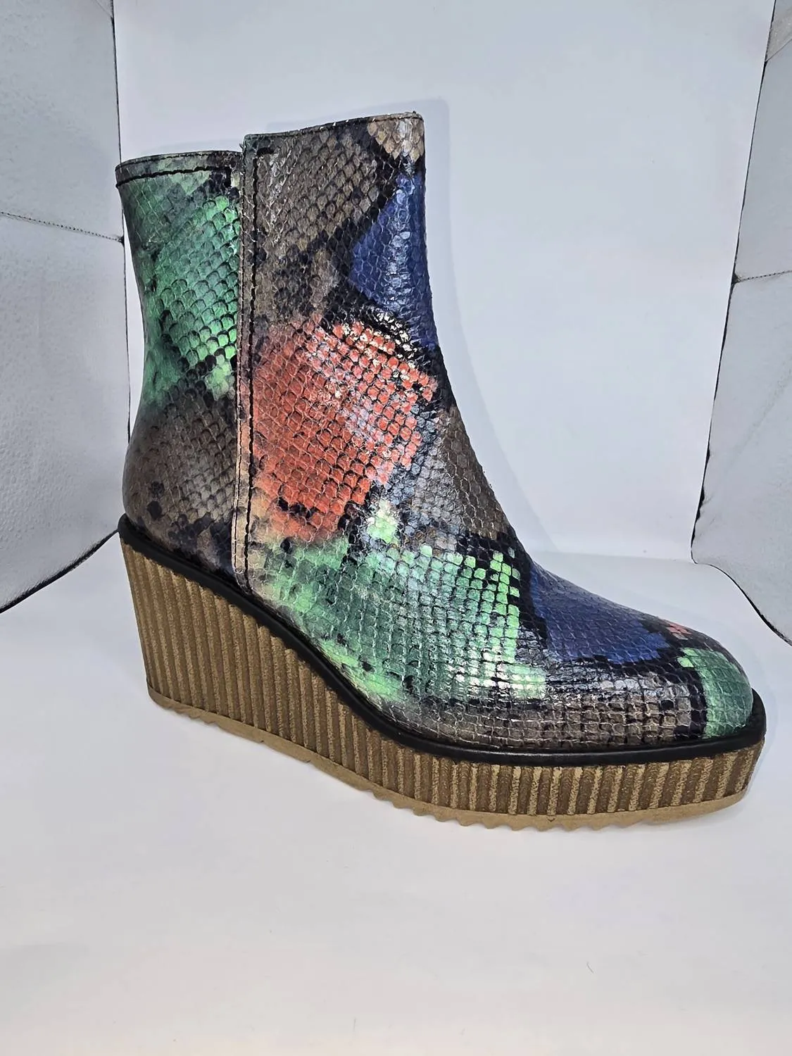 Women's Claudia Python Platform Ankle Boots In Multi-Color Stage Show