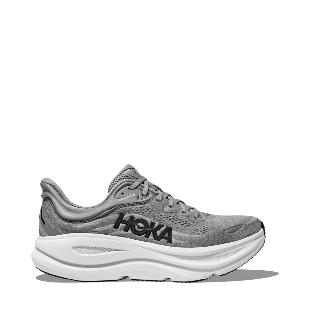 Hoka Men's Bondi 9 Sneaker in Galactic Grey/Stellar Grey Comfortable ankle