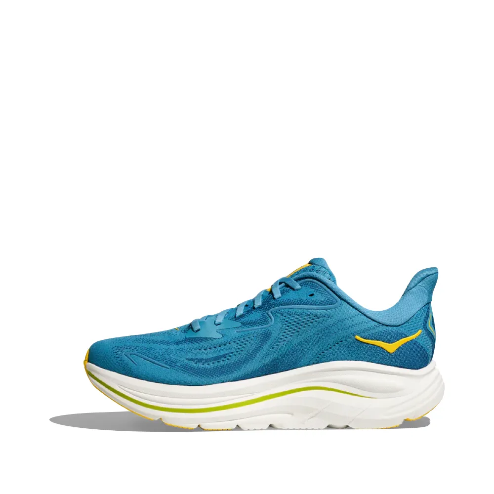 Hoka Men's Clifton 10 Sneaker in Alpine Blue/Foggy Night Non Marking Outsole Responsive bounce