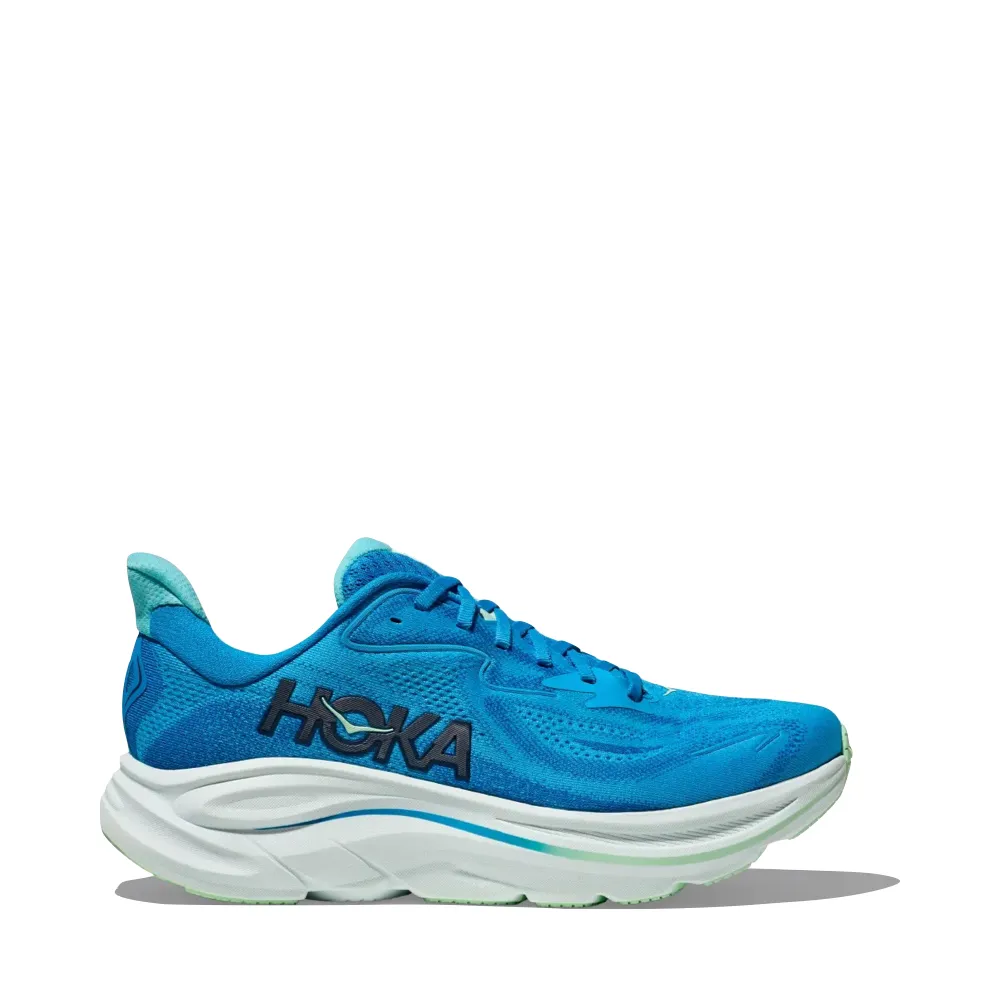 Hoka Men's Clifton 10 Sneaker in Hoka Blue/Skyward Blue Ventilated Upper