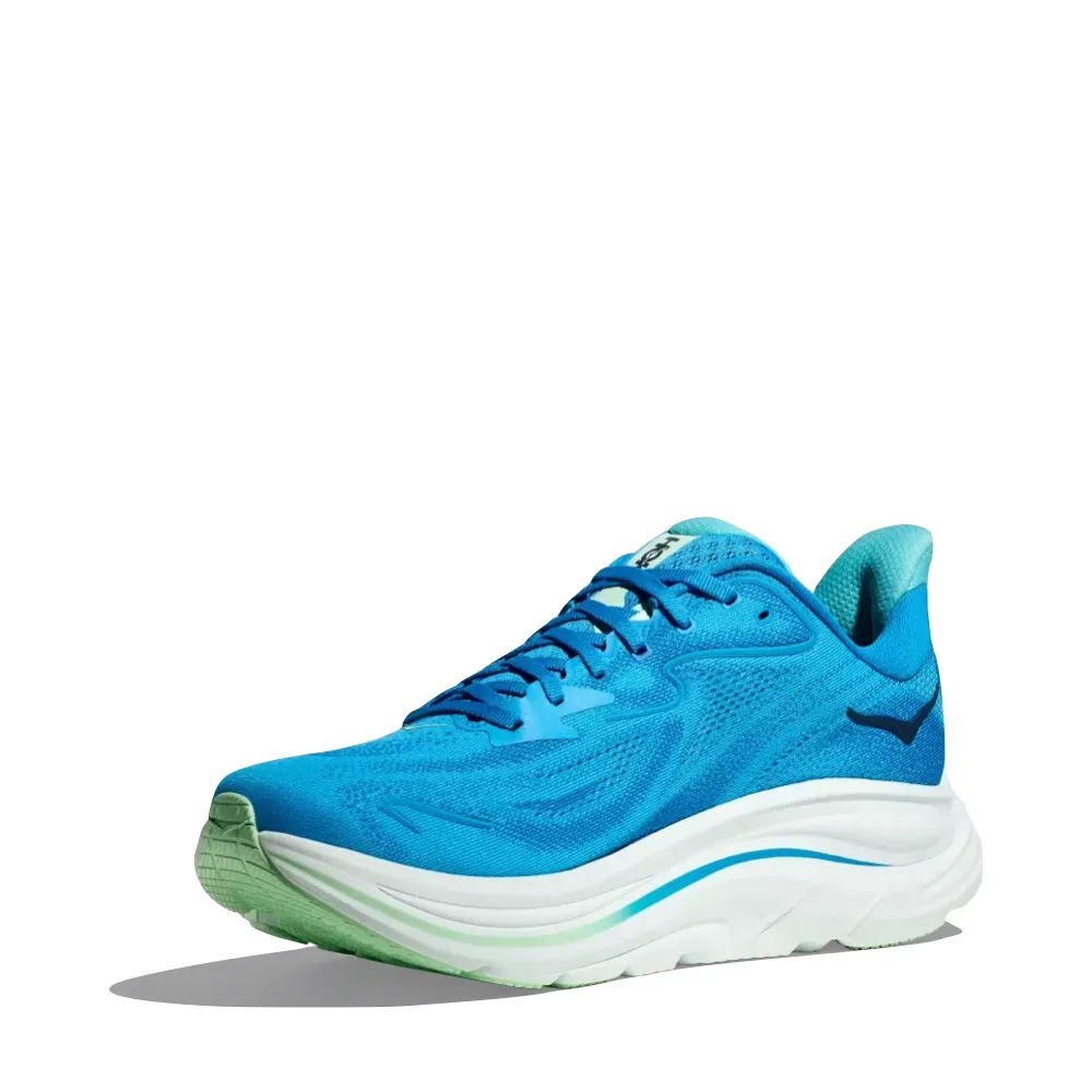 Hoka Men's Clifton 10 Sneaker in Hoka Blue/Skyward Blue Retro-inspired cushioning Abrasion Resistant Toe Caps