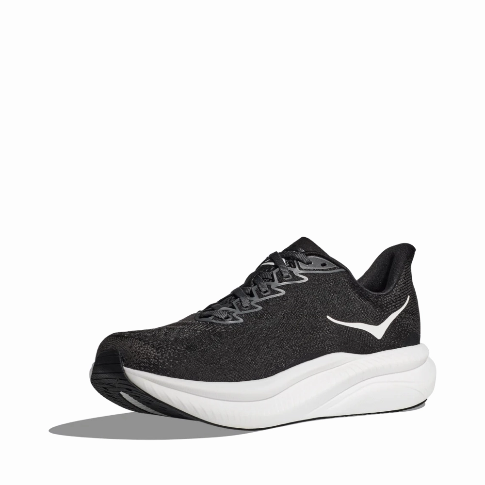 Odor control Built For Motion Hoka Men's Mach 6 Sneaker in Black/White