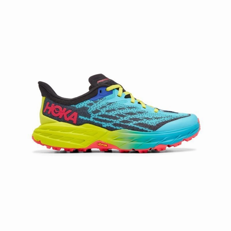 Hoka One One Speedgoat 5 1123158-SBBK Women's Scuba Blue Black Running Shoes Smooth Ride Fit water - resistant shoes