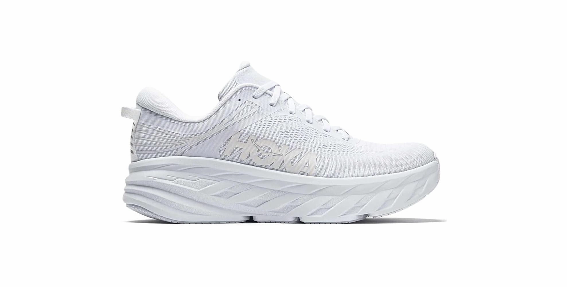 Hoka One Womens Bondi 8 Road Running Shoes - White Strength