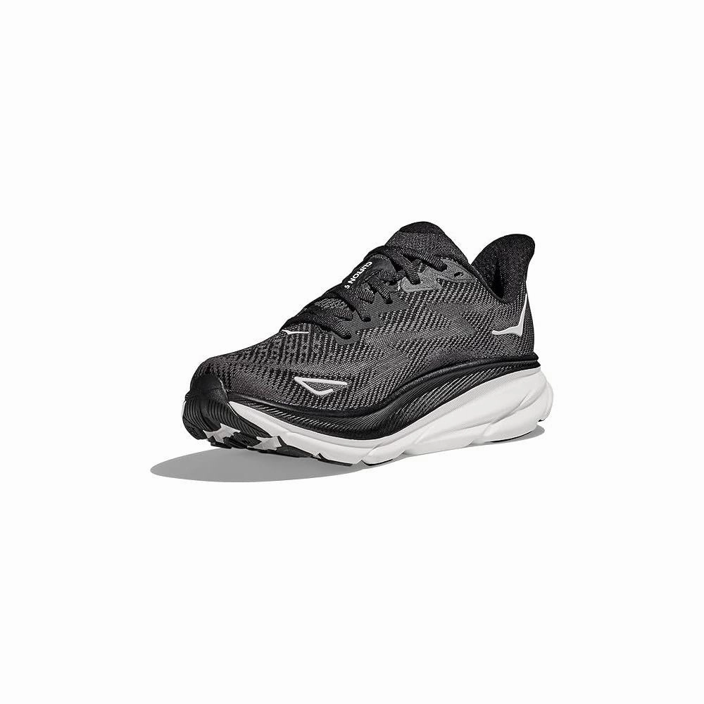Hoka One Womens Clifton 9 Road Running Shoes - Black/White endurance - training shoes Impact Absorption Technology