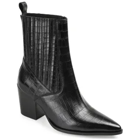 Breathable All Day Worker Military Style Journee Signature Womens Genuine Leather Markka Pointed Toe Stacked Chelsea Booties