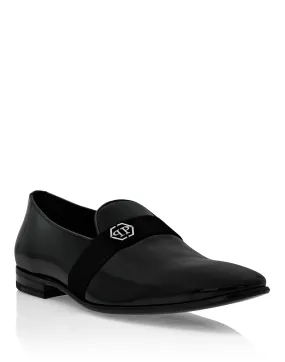 Patent leather Loafers Hexagon Breathable Slip On Simple Step Walk