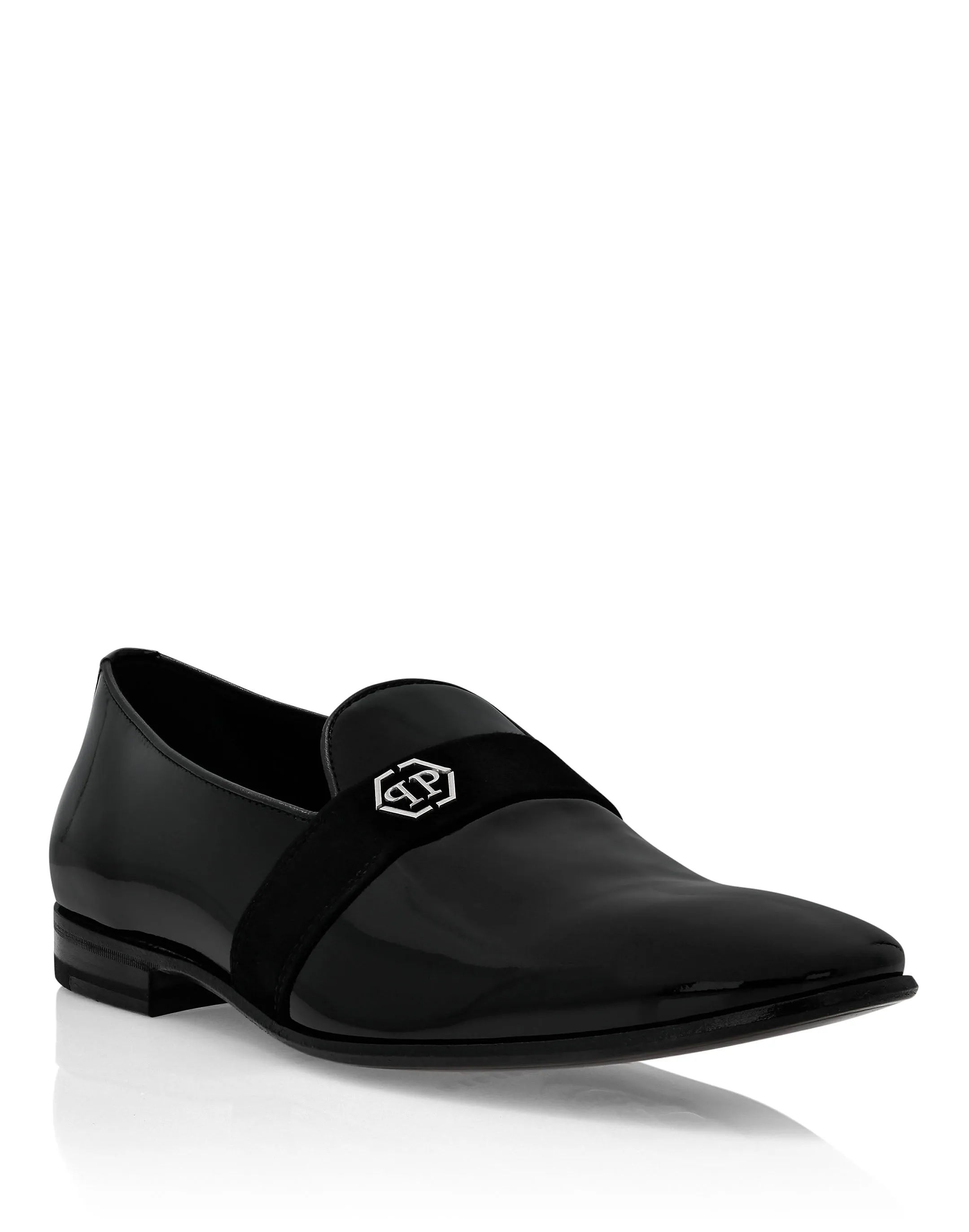 Patent leather Loafers Hexagon Breathable Slip On Simple Step Walk
